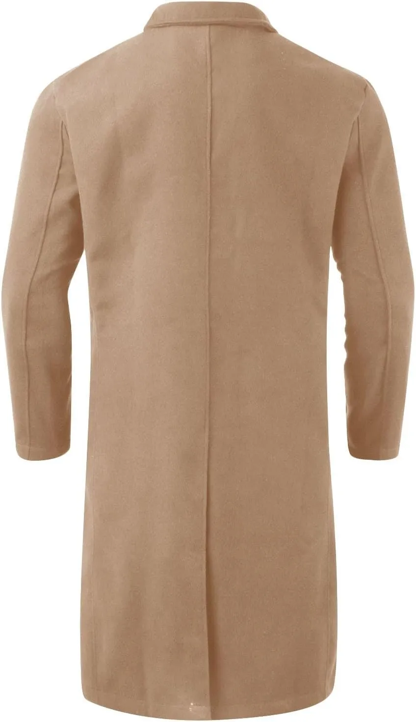 2023 Men's Casual Trench Coat Slim Fit Notched Collar Long Suit Jacket Overcoat Single Breasted Pea Coat Blazers wih Pockets