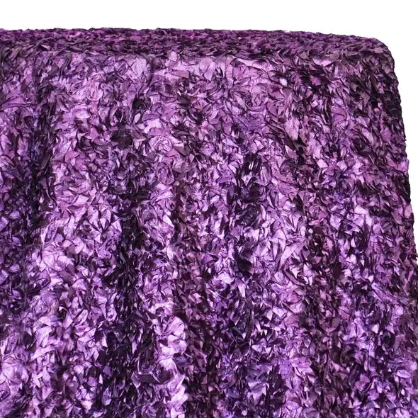 5pcs - Curly Satin Table Linen 90"x132" Banquet - Plum