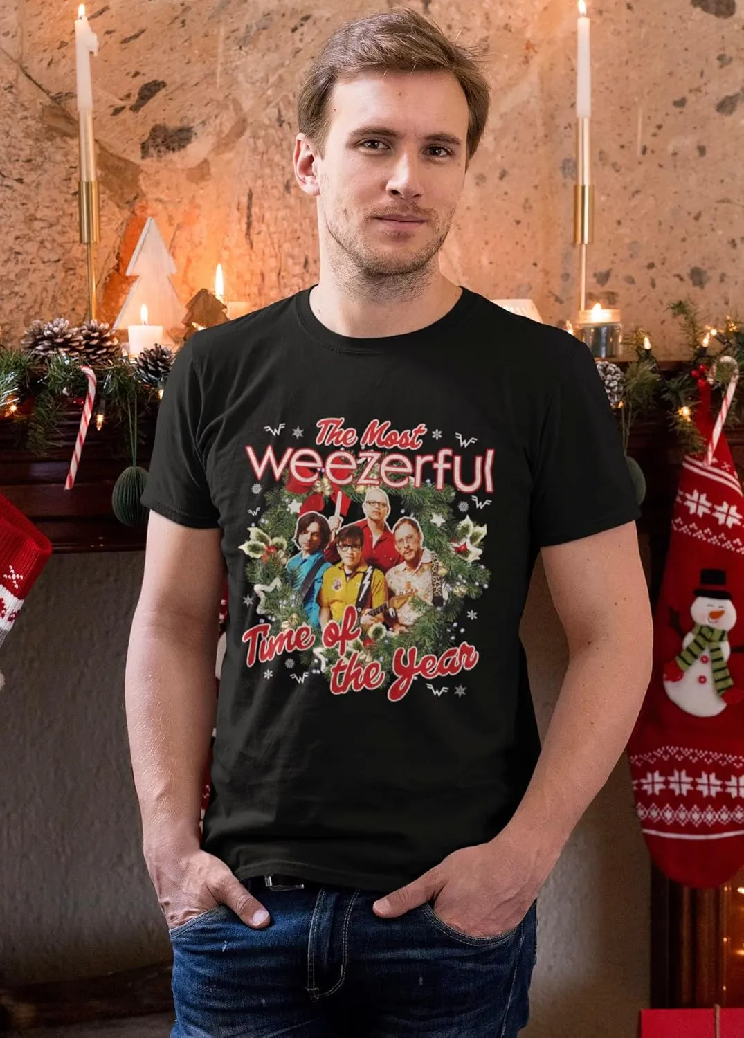 American Classics Weezer Band The Most Weezerful Time of The Year Christmas Shirt Adult Short Sleeve T Shirt
