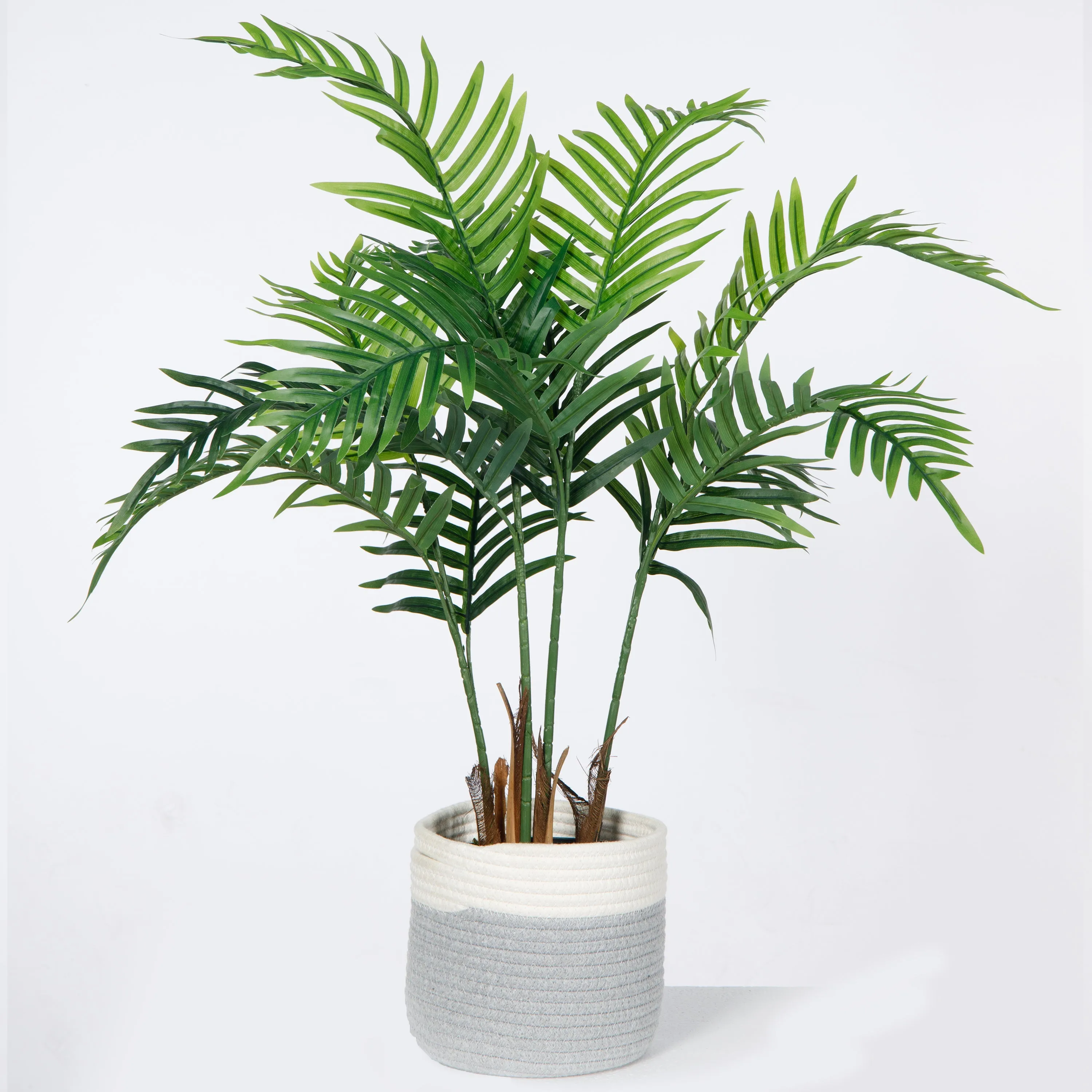 Artificial Palm Tree in rope basket | 36" Fake Palm Tree | Vintage Home