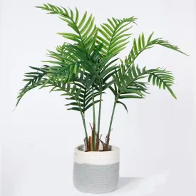Artificial Palm Tree in rope basket | 36" Fake Palm Tree | Vintage Home