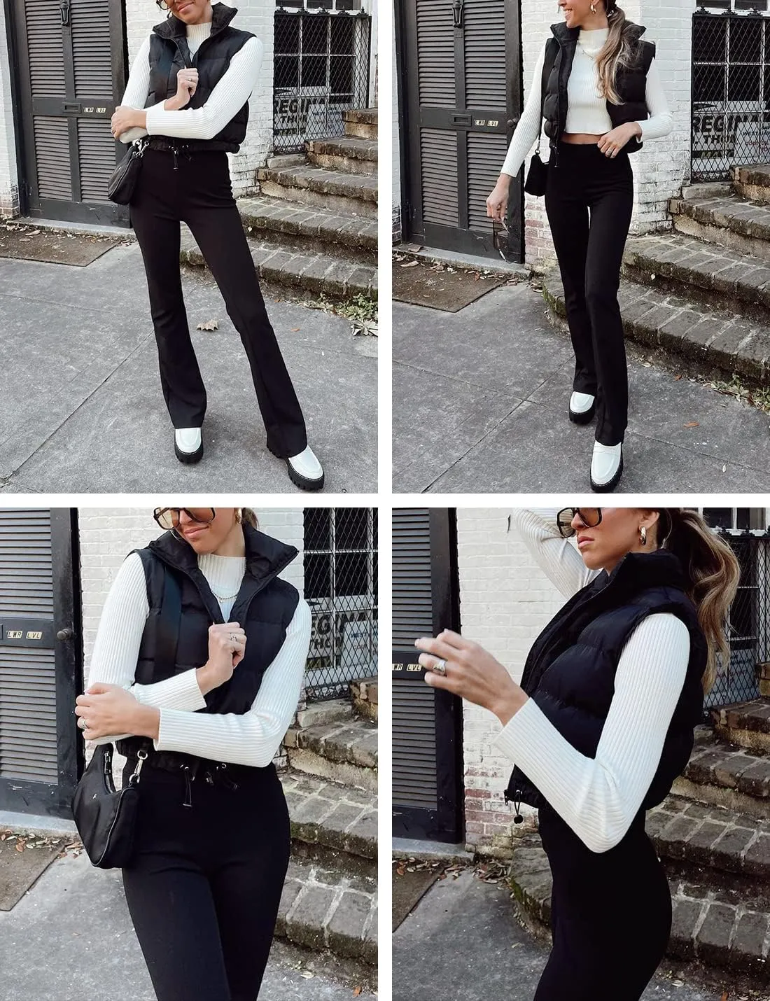 Athlisan Womens Cropped Puffer Vest Zip Up Stand Collar Sleeveless Padded Crop Vests