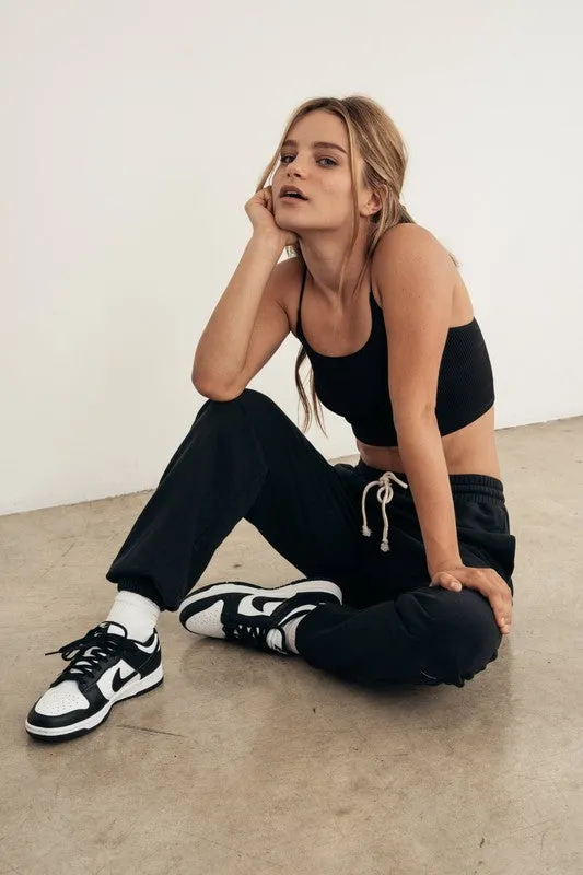 Black Soft Pigment Washed Recycled Cotton Jogger Pant