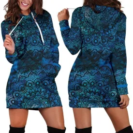 Blue Mandala Hoodie Dress | Longline Hoodie Sweatshirt 4XL