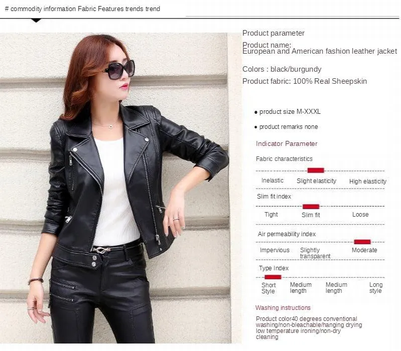Stylish Genuine Leather Motorcycle Jacket for Women by Crista - Fall Collection
