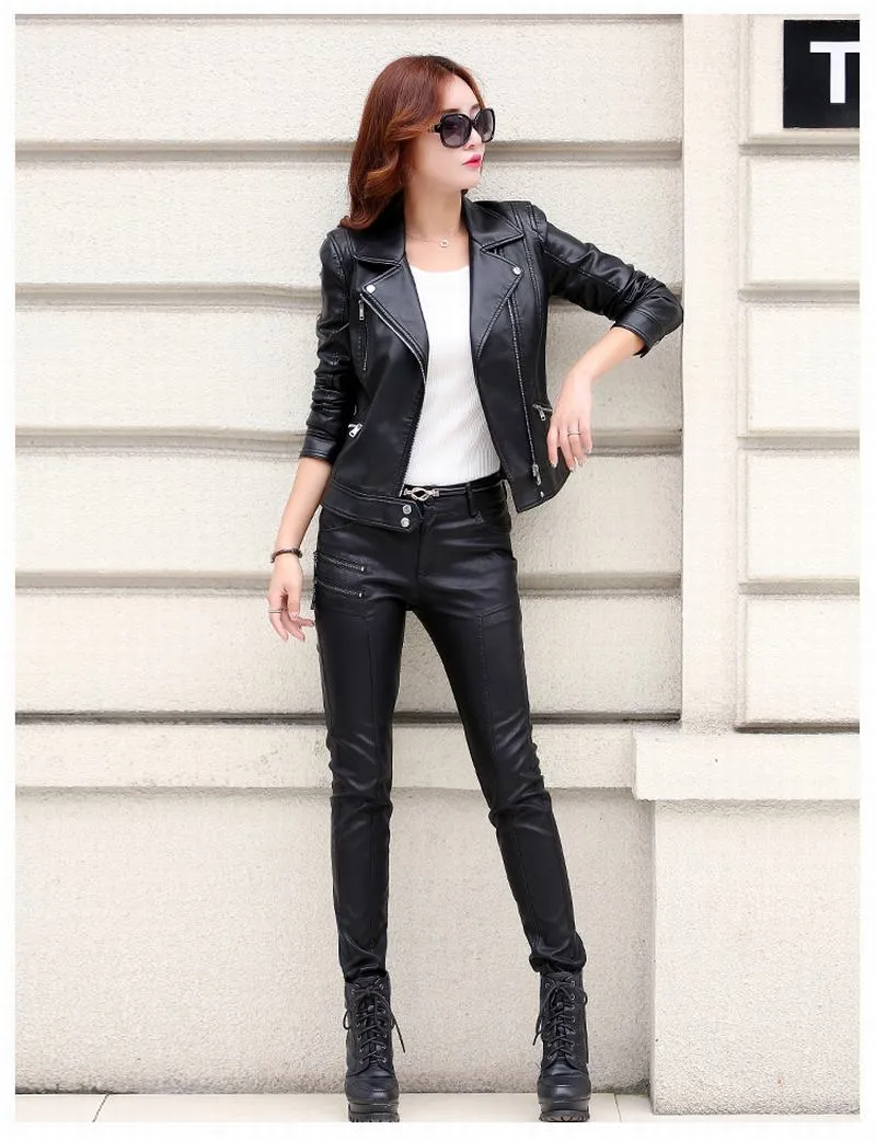 Stylish Genuine Leather Motorcycle Jacket for Women by Crista - Fall Collection