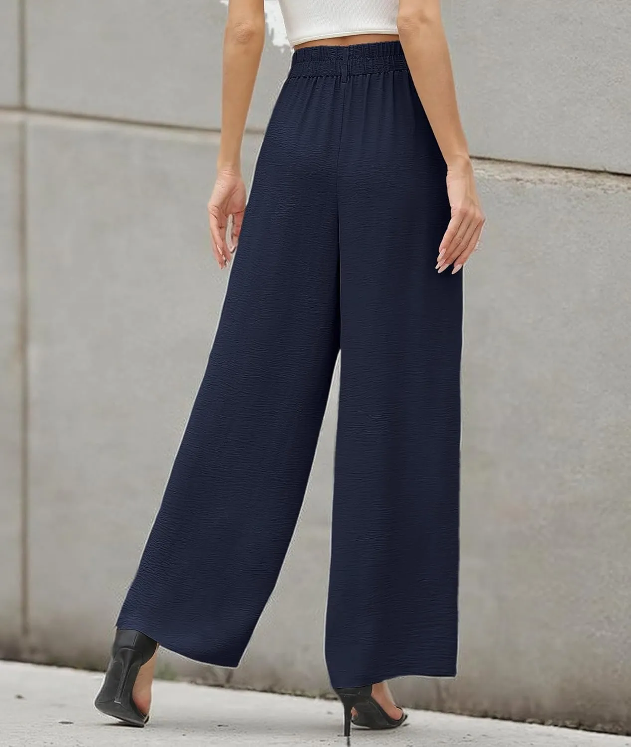 CZYINXIAN Women's Casual High Waisted Wide Leg Pants Flowy Business Work Casual Pants with Pockets