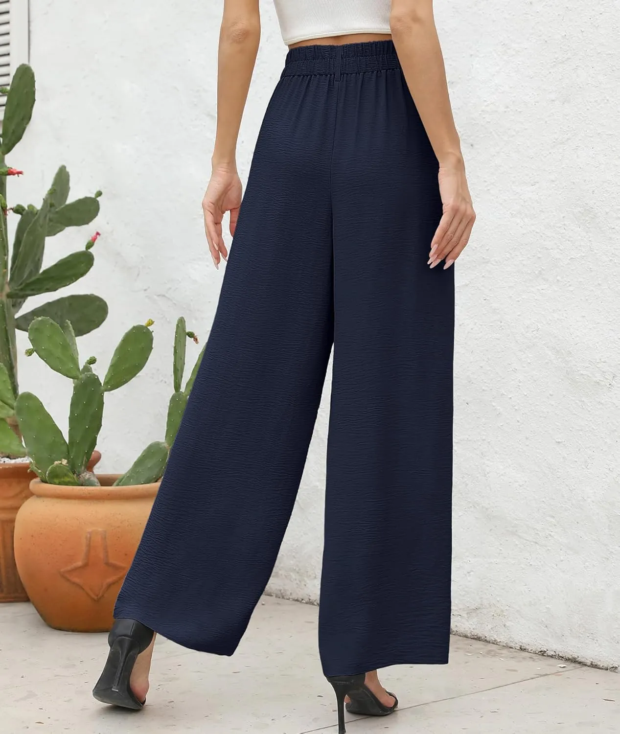 CZYINXIAN Women's Casual High Waisted Wide Leg Pants Flowy Business Work Casual Pants with Pockets
