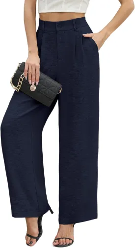 CZYINXIAN Women's Casual High Waisted Wide Leg Pants Flowy Business Work Casual Pants with Pockets
