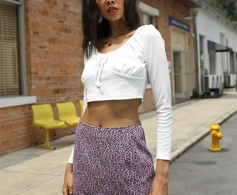 Fashionable and simple butterfly knot tied wide loose long-sleeved short knitted top