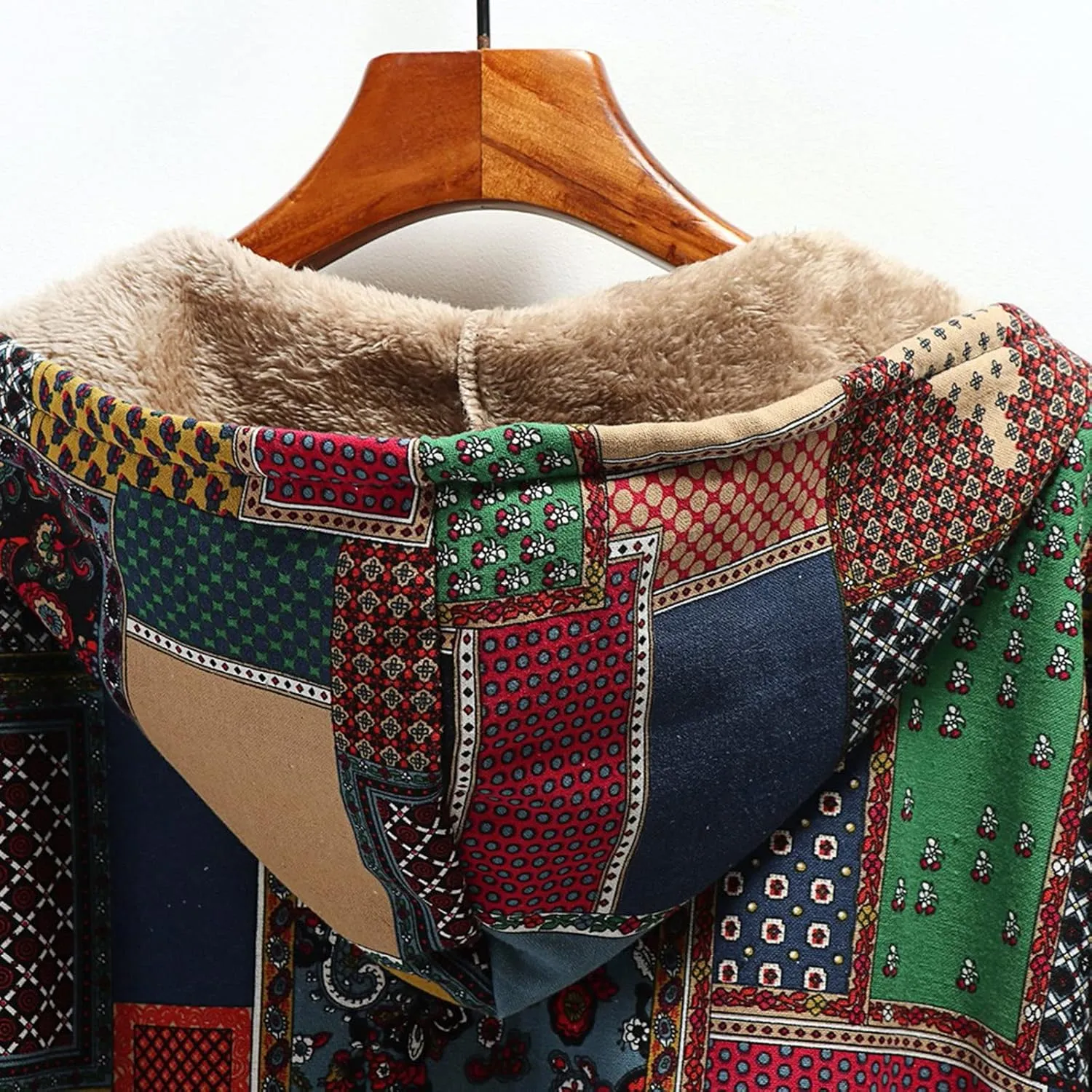 Finelylove Winter Jackets for Women 2024 Westren Aztec Print Graphic Hoodie Jacket Fleece Sherpa Lined Vintage Trench Coat