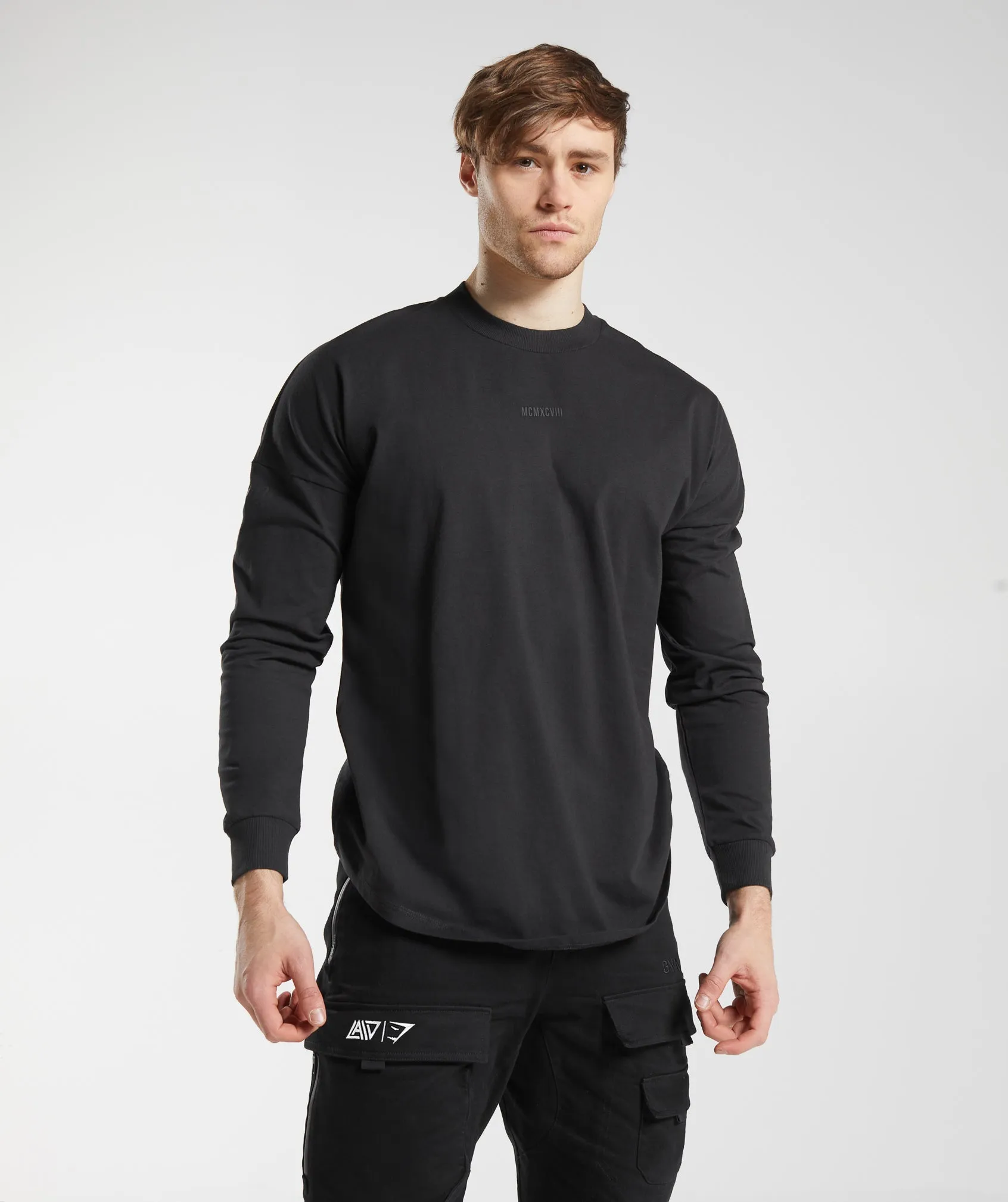 GS x David Laid Oversized Long Sleeve T-Shirt - Black