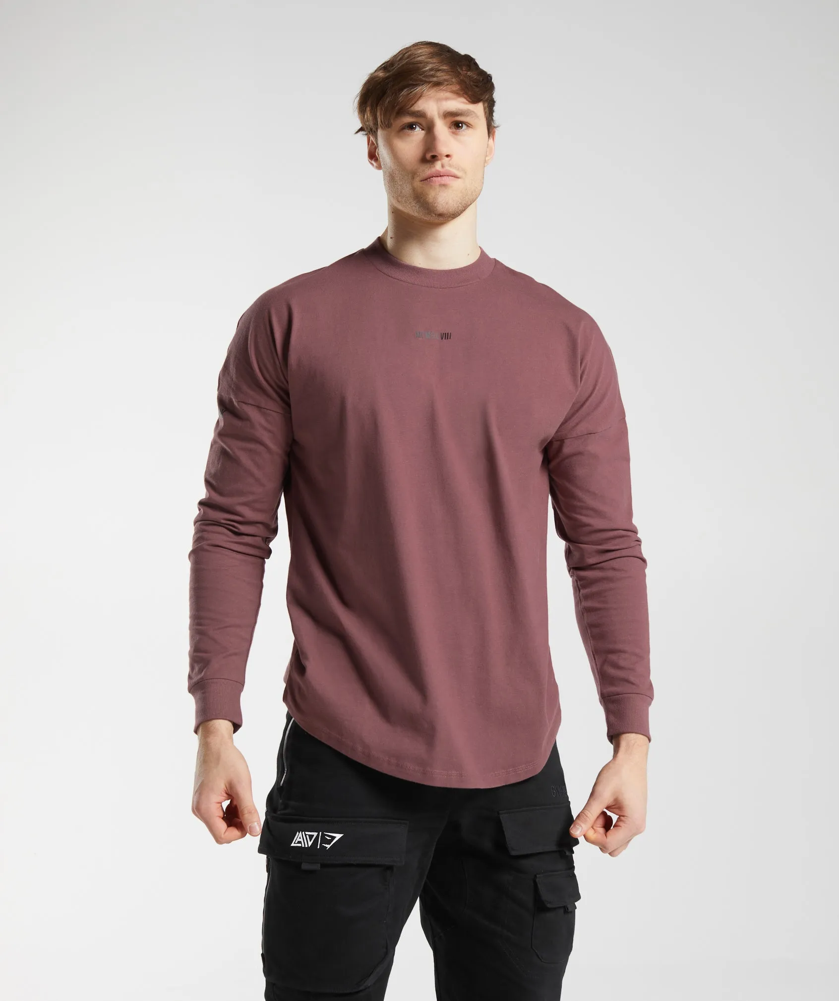 GS x David Laid Oversized Long Sleeve T-Shirt - Magenta Brown