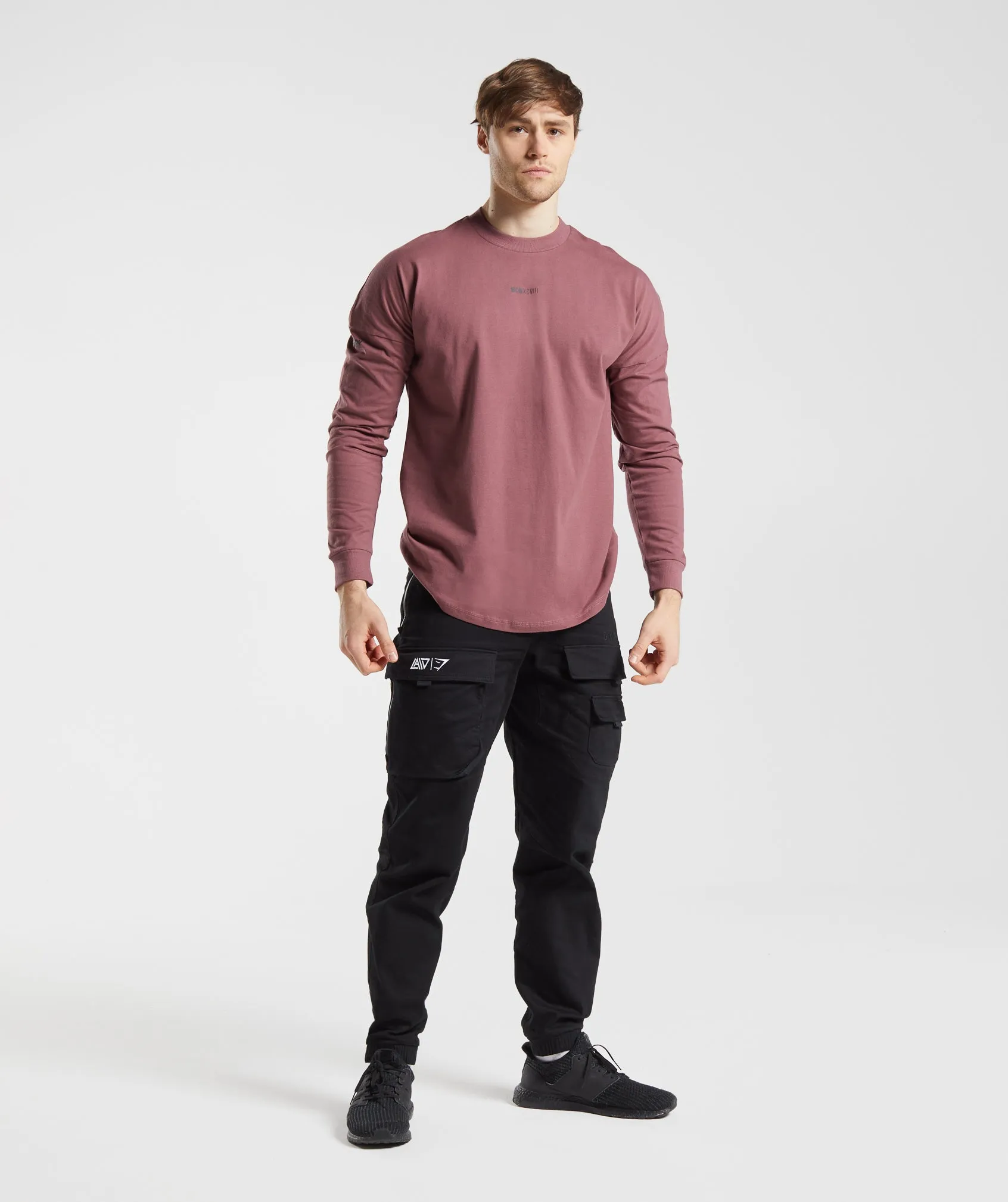 GS x David Laid Oversized Long Sleeve T-Shirt - Magenta Brown