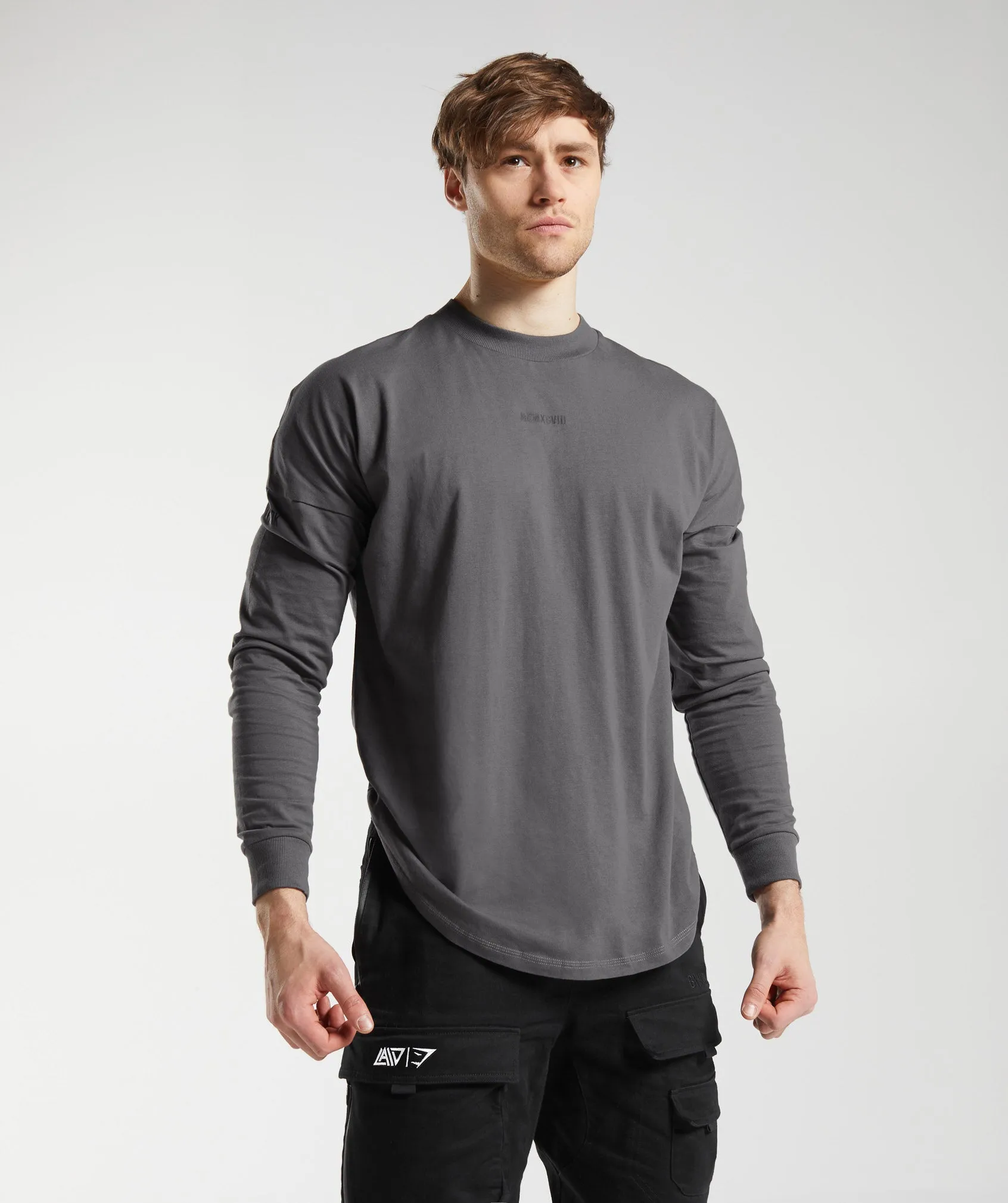 GS x David Laid Oversized Long Sleeve T-Shirt - Wolf Grey