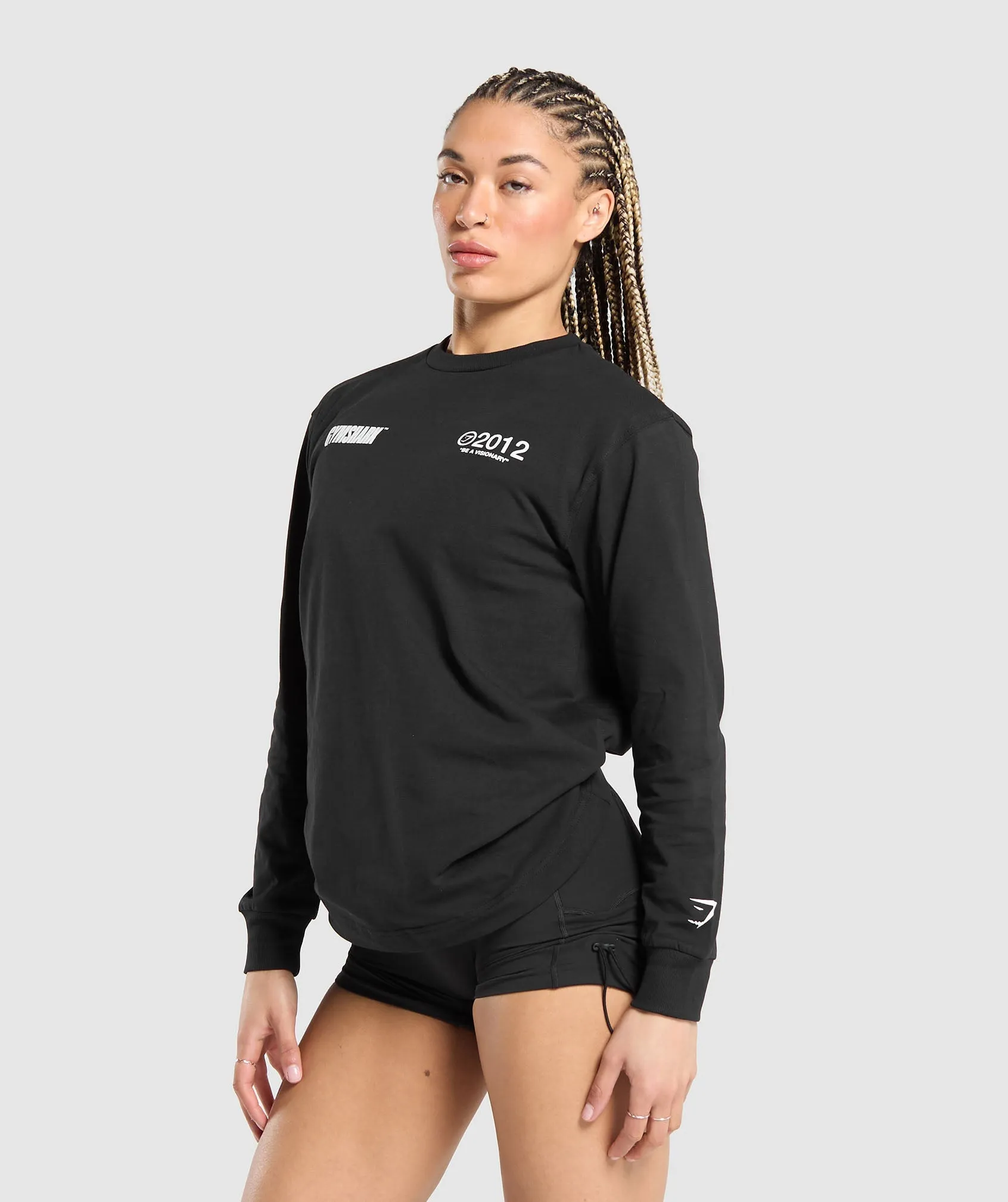 Black Gymshark Visionary Long-Sleeve Workout Top