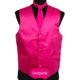 Hot Pink Mens Solid Vest