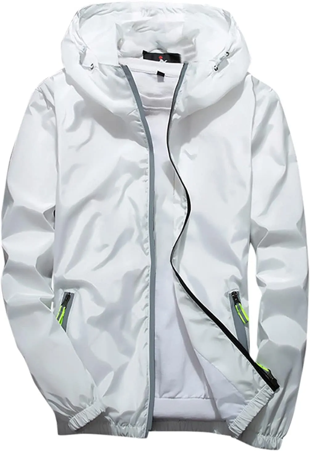 Men Lightweight Waterproof Jackets,Mens Windbreaker with Hood Outdoor Raincoat for Hiking Running Travel Zip Hoodies