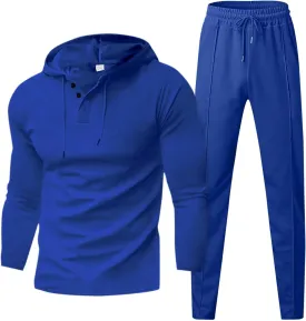 Men's 2 Piece Tracksuit Polo Athletic Sweatsuit Cardigan Solid Color Long Sleeve Men's Track Suits 2 Piece Set