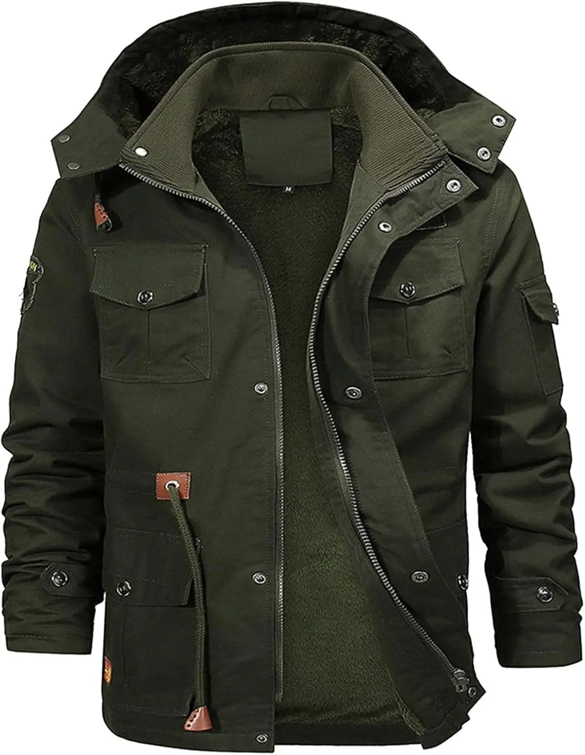 Men's Bomber Jacket with Hood Quilted Full Zip Winter Flight Work Padded Outerwear Heavyweight Warm Trucker Jackets