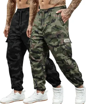 Men's Camo Jogger Pants Military Army Combat Cargo Pants Leg-Bound Tapered Casual Camouflage Tactical Pants