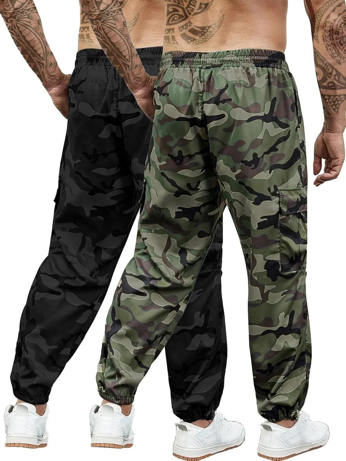 Men's Camo Jogger Pants Military Army Combat Cargo Pants Leg-Bound Tapered Casual Camouflage Tactical Pants