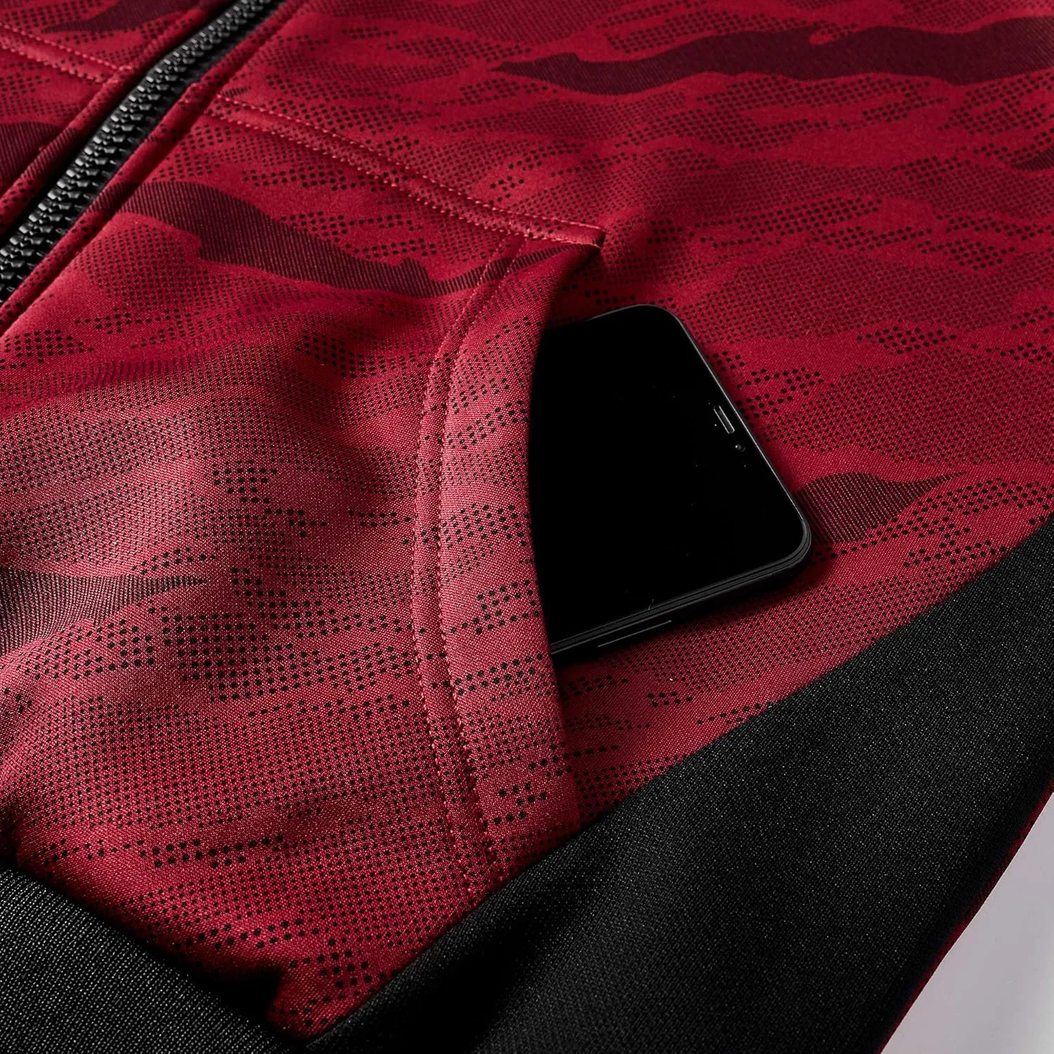 Men's Color Block Hoodie-Full Zip Ultimate Heavyweight Fleece Hoodie-Camo zip up hoodie With Kanga Pocket