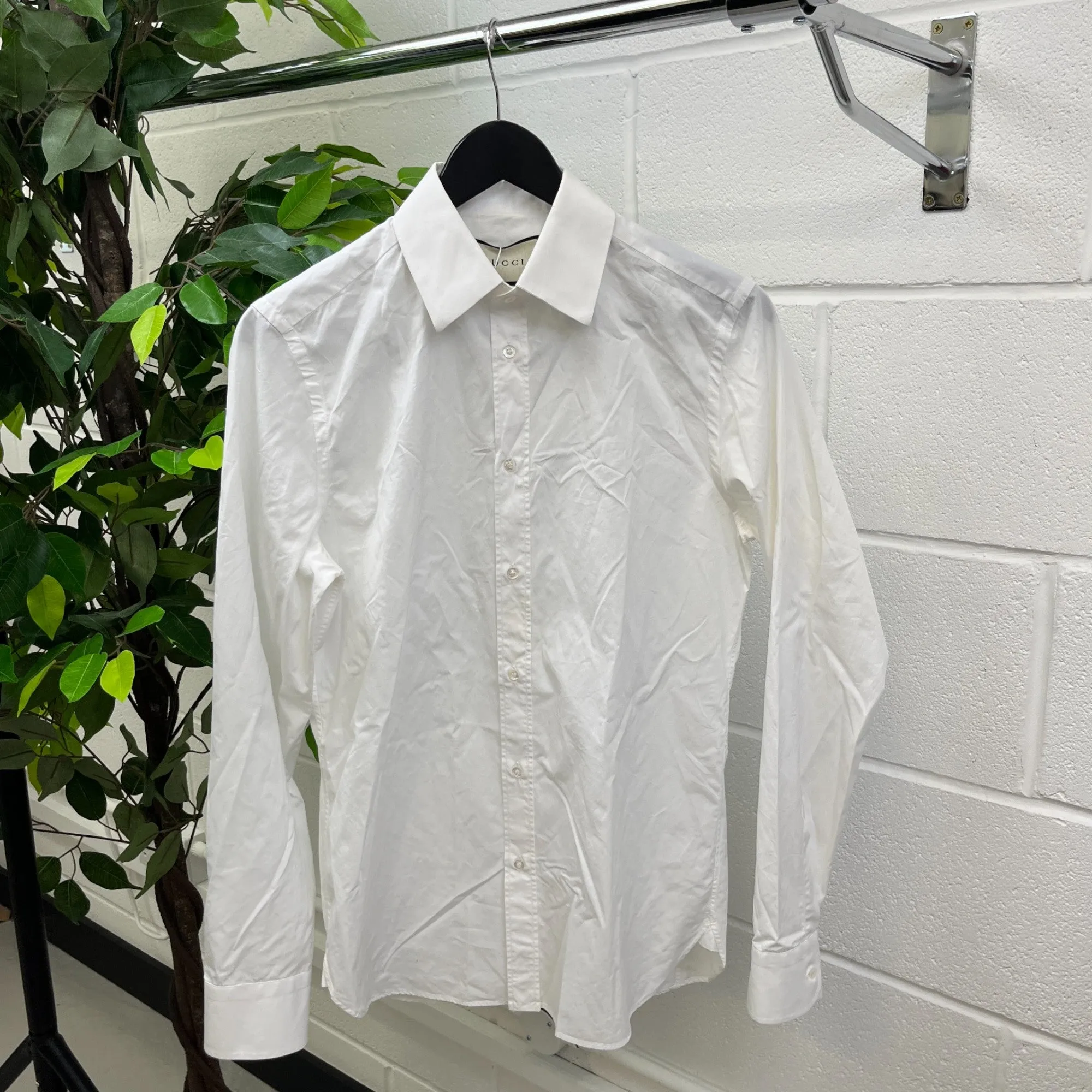 Men's Cotton Long Sleeve Shirt White Size XS