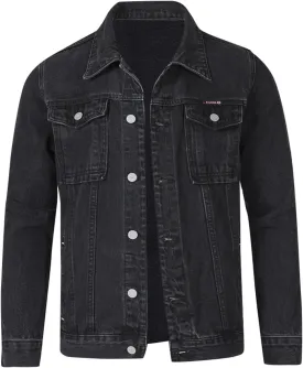 Mens Denim Jacket,Long Sleeve Button Down Jackets Distressed Jean Jackets Trucker Jacket Fall Casual Coat
