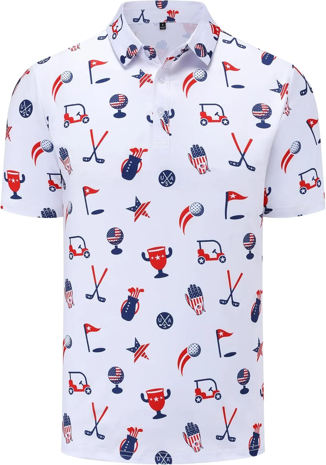 Men's Golf Polo Shirts Funny Golf Shirts for Men Performance Moisture Wicking Quick Dry Athletic Short Sleeve Shirts