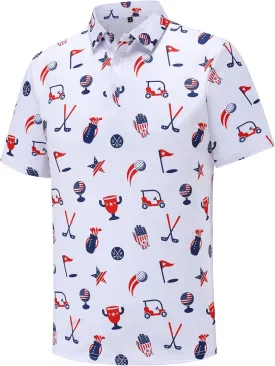 Men's Golf Polo Shirts Funny Golf Shirts for Men Performance Moisture Wicking Quick Dry Athletic Short Sleeve Shirts