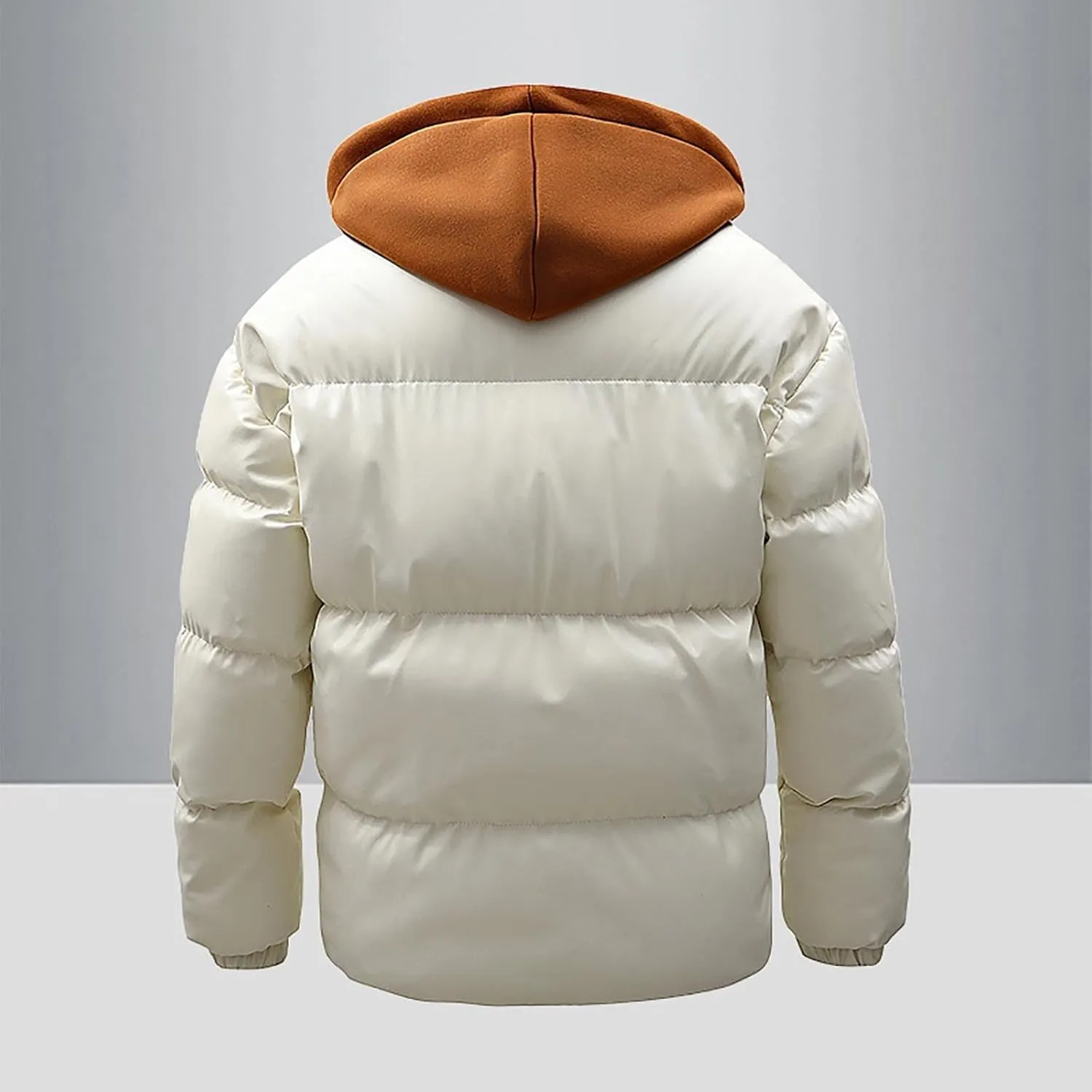 Mens Puffer Hoodie Zip up Padded Coat Warm Down Jacket Quilted Insulated Jacket Thermal Winter Jacket with Hood