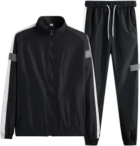 Men's Tracksuit 2 Pieces Set Color Matching Sweatshirt Hoodie Corset Sweatsuits Pullover Casual Workout Sports