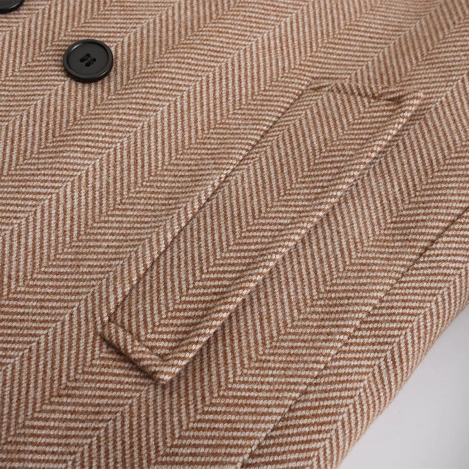 Men's Trench Casual Long Jacket Winter Classic Wool Blend Overcoat with Pockets