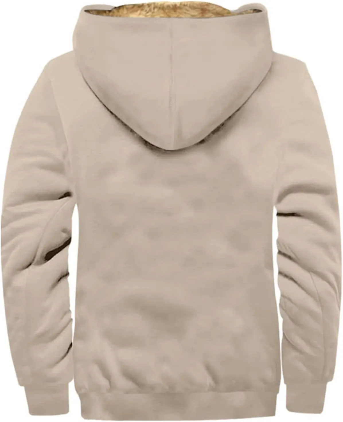 Mens Winter Coat With Hood Fleece Zip Up Coat Thermal Heavy Windbreaker Casual Vintage Oversized Jacket