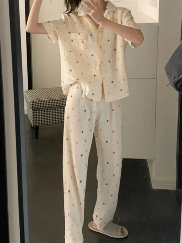 New style fresh short-sleeved trousers home wear pajamas two-piece set