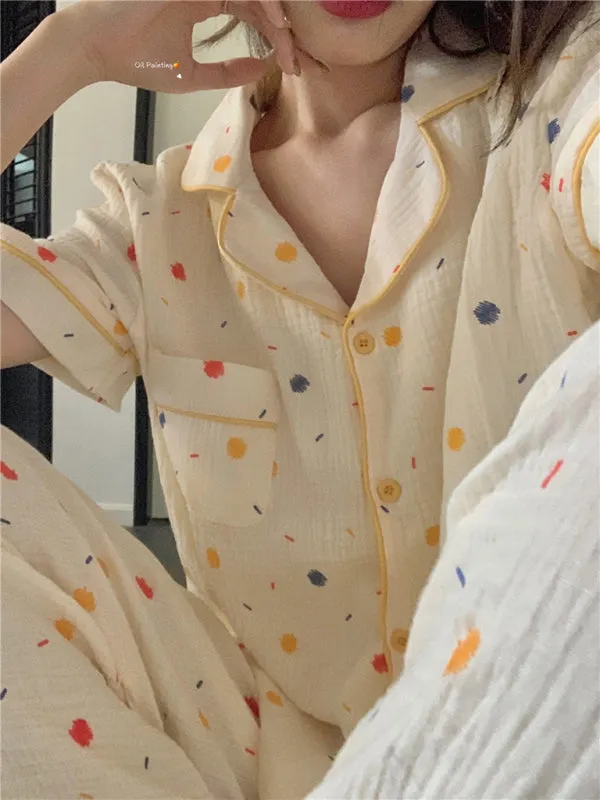 New style fresh short-sleeved trousers home wear pajamas two-piece set
