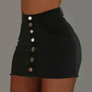 New Women Summer Denim Skirt Fashion All-match High Waist A-Line Blue Skirt