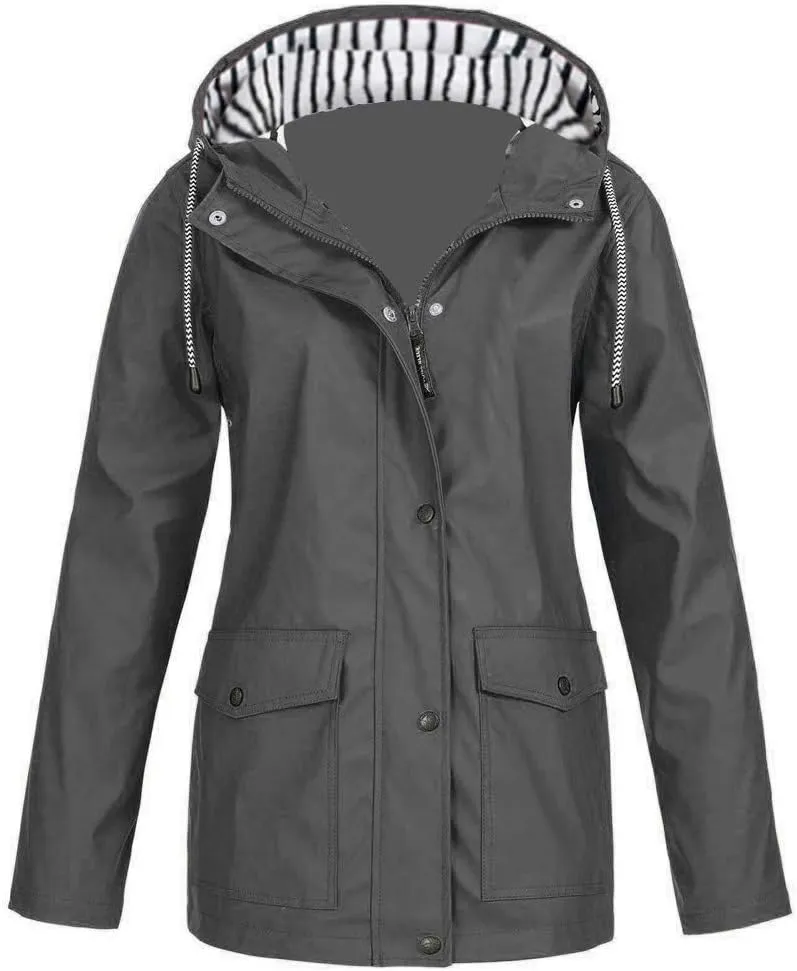 Open Front Belted Long Jacket Hooded Solid Women Coat Rain Raincoat Women'S Coat Trench Coats for Women Peacoat