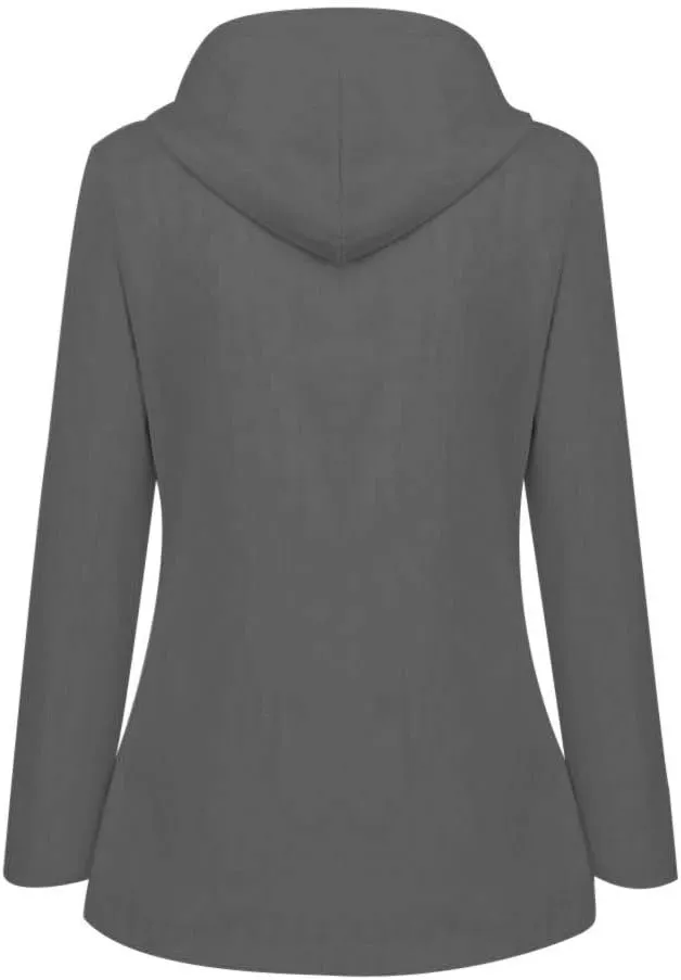 Open Front Belted Long Jacket Hooded Solid Women Coat Rain Raincoat Women'S Coat Trench Coats for Women Peacoat