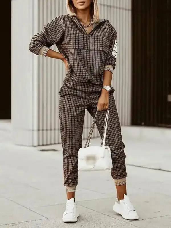 Printed Long-Sleeved Trousers Set High-Quality Sweater Set