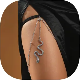 Snake Leg Chain for Women Girls, Sexy Serpent Charm Thigh Garter, Summer Bikini Skirt Beach Party