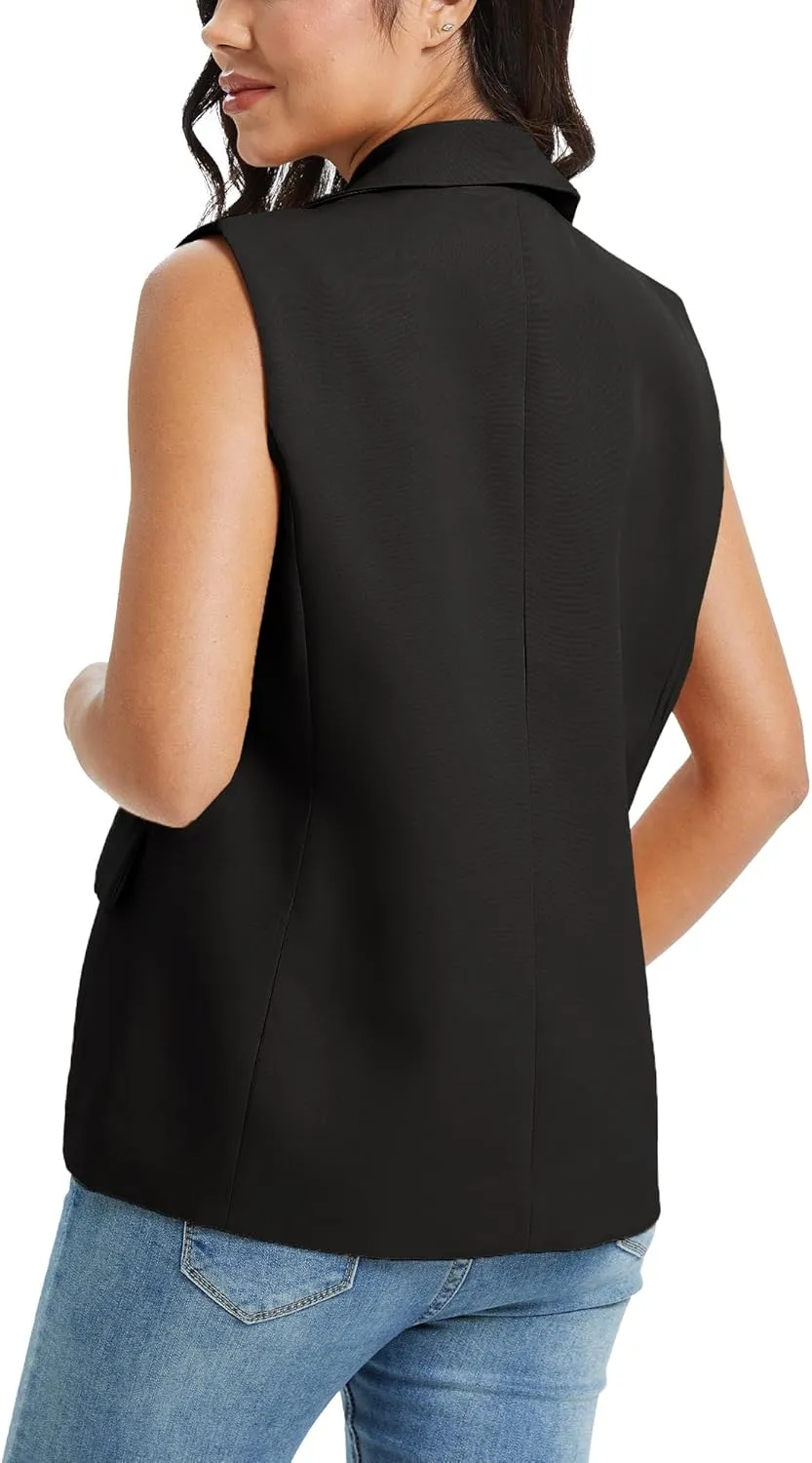 Spicy Sandia Sleeveless Blazer Vests Dress Fashion Business Casual Dressy Jacket Spring Summer Trendy Work Clothes