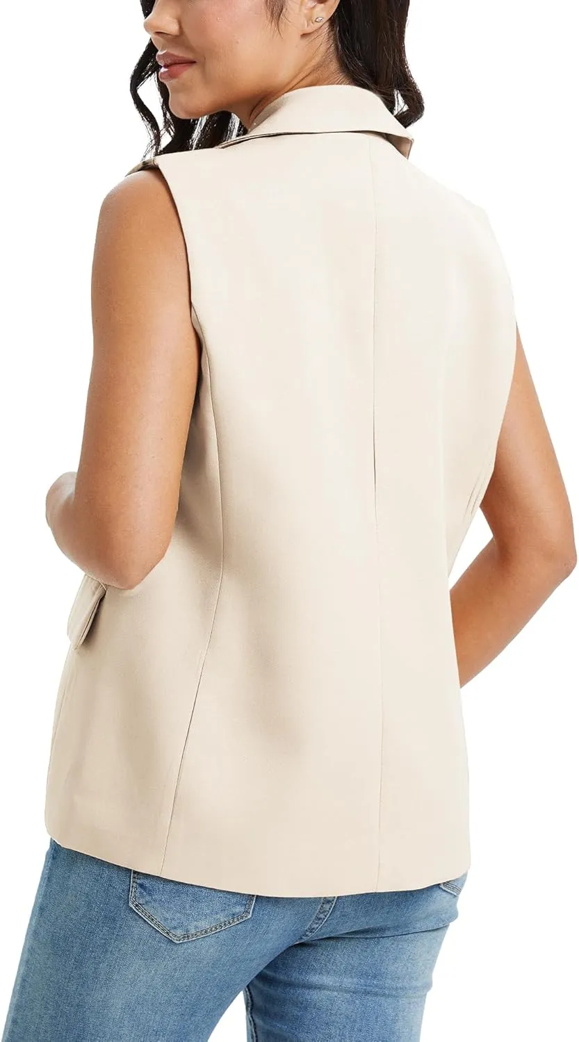 Spicy Sandia Sleeveless Blazer Vests Dress Fashion Business Casual Dressy Jacket Spring Summer Trendy Work Clothes