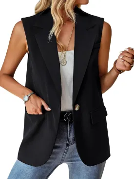 Spicy Sandia Sleeveless Blazer Vests Dress Fashion Business Casual Dressy Jacket Spring Summer Trendy Work Clothes
