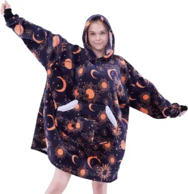 Wearable Blanket Hoodie for Adult Women, Oversized Sherpa Fleece Hooded Sweatshirt Blanket, Cozy Blanket Hoodie with Sleeves, Blanket Hoodie for Winter Gift (Standard, Blue Sky)