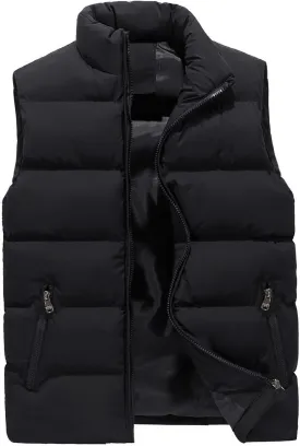 WENKOMG1 Winter Puffer Vest For Men,Lightweight Packable Ski Vest Zip Up Sleeveless Water Resistant Outerwear