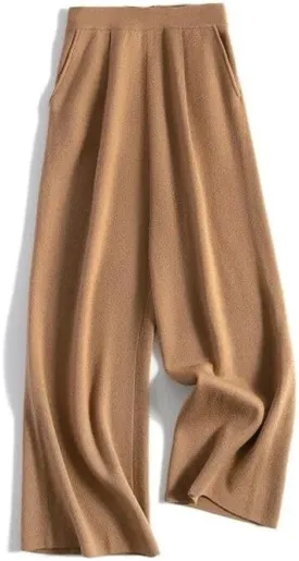 Wide Leg Wool-Blend Winter Trousers for Women