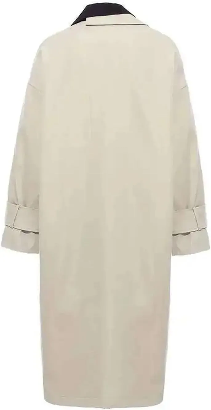 Women's Asymmetrical Lapel Long Sleeve Loose Fit Trench Windbreaker Oversized Adjustable Belted Coat