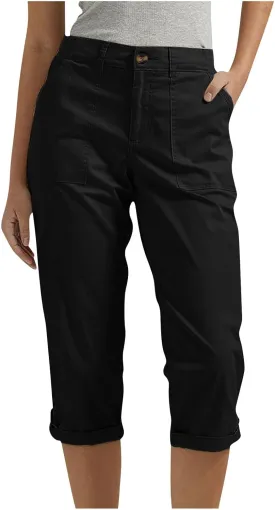 Women's Cargo Capris Casual Loose-Fit Cuffed Hem Capris Pants with Pockets Summer Cropped Quick Dry Hiking Pants